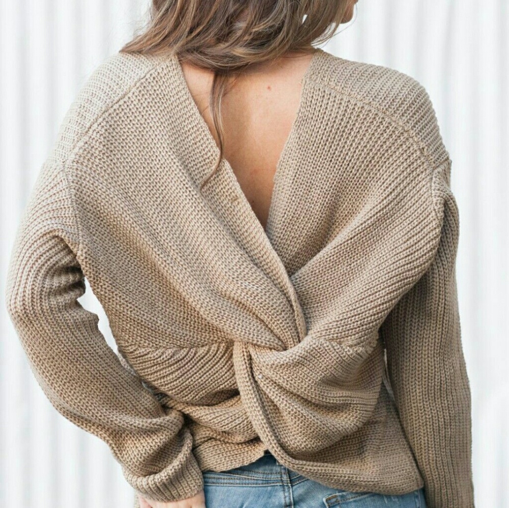 Ooh la luxe alex open back sweater olive green